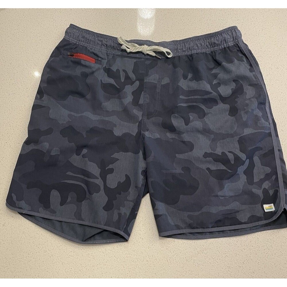 Vuori Banks Shorts Mens Large? Blue Camouflage 8” Inseam Athletic